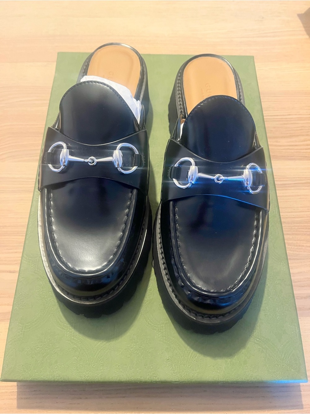 Gucci Sylke Mule Leather w/HB 1 Cordovan Lux